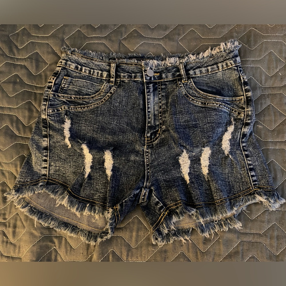 Frayed Hem Denim Shorts